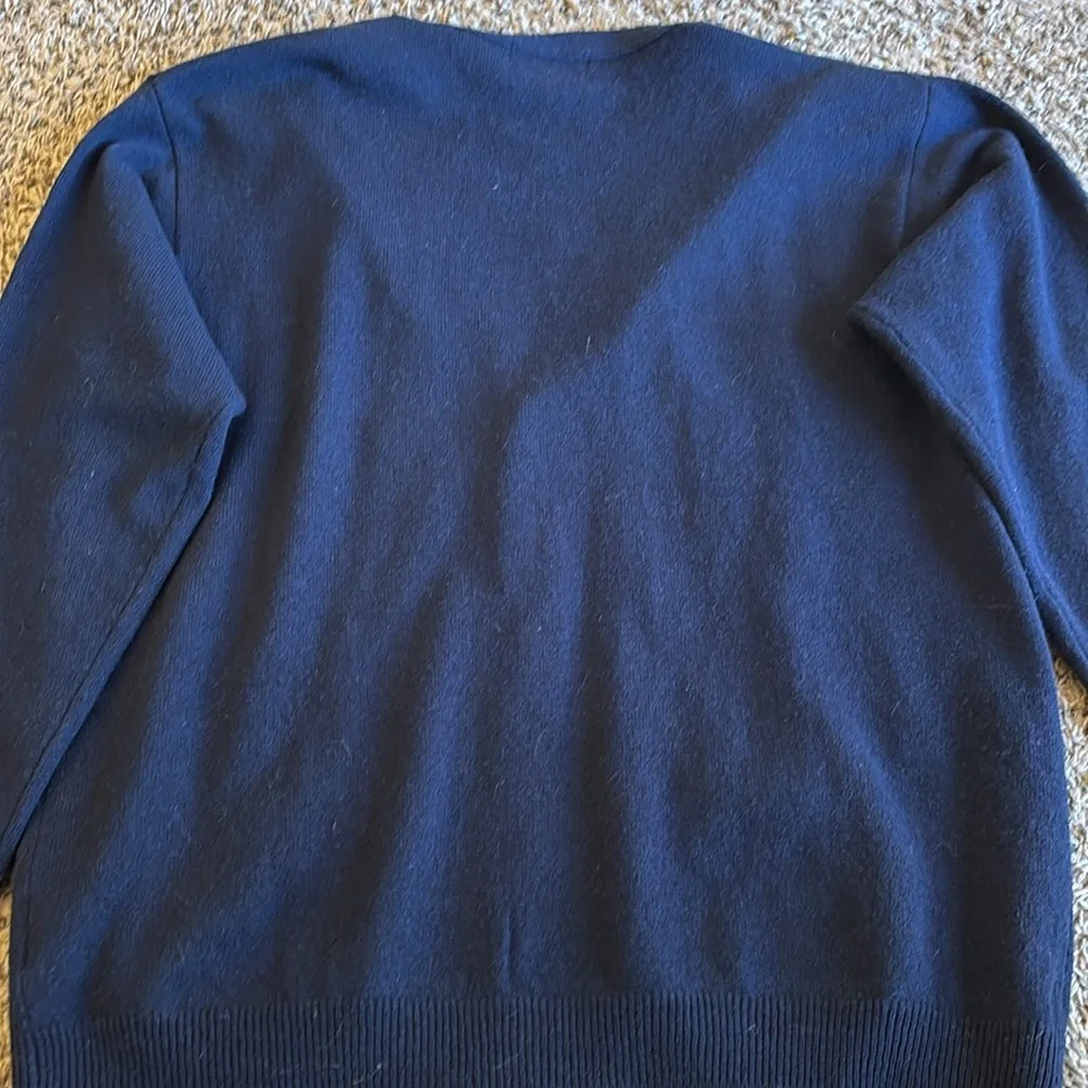 Woolovers Mens Lambswool‎ V Neck Pure Lambswool Cardigan Navy Blue Size XLarge